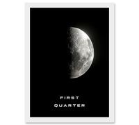 Artery8 Phases of the Moon Astronomy First Quarter Lunar Space Poster Artwork Framed Wall Art Print A4