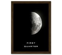 Artery8 Phases of the Moon Astronomy First Quarter Lunar Space Poster Artwork Framed Wall Art Print A4 in Brown Artery8 Brown