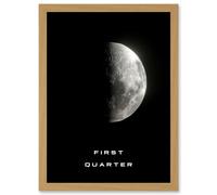 Artery8 Phases of the Moon Astronomy First Quarter Lunar Space Poster Artwork Framed Wall Art Print A4 in Light Oak Artery8 Light Oak