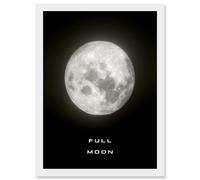 Phases of the Moon Astronomy Full Moon Lunar Space Poster Artwork Framed Wall Art Print A4 Artery8 White One Size