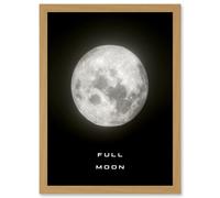 Phases of the Moon Astronomy Full Moon Lunar Space Poster Artwork Framed Wall Art Print A4 Artery8 Light Oak One Size