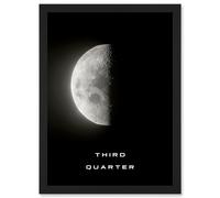 Artery8 Phases of the Moon Astronomy Third Quarter Lunar Space Poster Artwork Framed Wall Art Print A4 in Black Artery8 Black