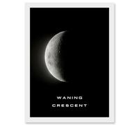 Phases of the Moon Astronomy Waning Crescent Lunar Space Poster Artwork Framed Wall Art Print A4 Artery8 White One Size