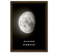Phases of the Moon Astronomy Waning Gibbous Lunar Space Poster Artwork Framed Wall Art Print A4 Artery8 Brown One Size