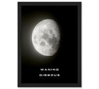 Phases of the Moon Astronomy Waning Gibbous Lunar Space Poster Artwork Framed Wall Art Print A4 Artery8 Black One Size