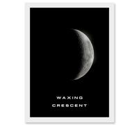 Phases of the Moon Astronomy Waxing Crescent Lunar Space Poster Artwork Framed Wall Art Print A4 Artery8 White One Size