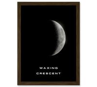 Phases of the Moon Astronomy Waxing Crescent Lunar Space Poster Artwork Framed Wall Art Print A4 Artery8 Brown One Size