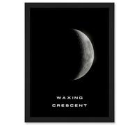 Phases of the Moon Astronomy Waxing Crescent Lunar Space Poster Artwork Framed Wall Art Print A4 Artery8 Black One Size
