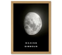 Phases of the Moon Astronomy Waxing Gibbous Lunar Space Poster Artwork Framed Wall Art Print A4 Artery8 Light Oak One Size