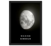 Artery8 Phases of the Moon Astronomy Waxing Gibbous Lunar Space Poster Artwork Framed Wall Art Print A4