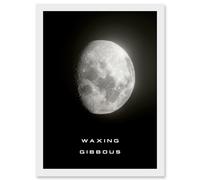 Phases of the Moon Astronomy Waxing Gibbous Lunar Space Poster Artwork Framed Wall Art Print A4 Artery8 White One Size