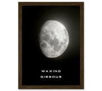 Phases of the Moon Astronomy Waxing Gibbous Lunar Space Poster Artwork Framed Wall Art Print A4 Artery8 Brown One Size
