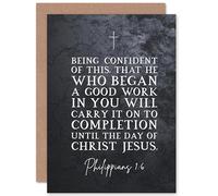Artery8 Philippians 1:6 He Who Began A good Work Carry it On Christ Jesus Christian Bible Verse Quote Scripture Typography Sealed Greeting Card Plus Envelope Blank inside