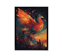 Artery8 Phoenix Bird Spreading Wings Framed Canvas Wall Art Print in Orange | Size: W24" x H32" Artery8 Orange W24" x H32"