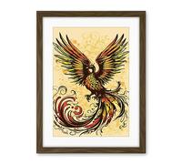 Artery8 Phoenix Emerging from Flames Tattoo Ink Body Art Rockabilly Americana 50s Artwork Framed Wall Art Print 18X24 Inch