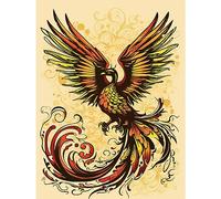 Artery8 Phoenix Emerging from Flames Tattoo Ink Body Art Rockabilly Americana 50s Large Wall Art Poster Print Thick Paper 18X24 Inch