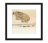 Artery8 Photo Airship Norway Mooring NY-Alesund 1926 8X8 Inch Square Wooden Framed Wall Art Print Picture with Mount in Black Artery8 Black