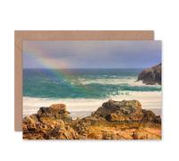 Artery8 Photo Beach Rainbow Ocean Sea Coast Scotland Scottish Card Artery8 Multicolor