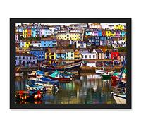 Artery8 Photo Cityscape Brixham Devon England Harbour Boats UK Artwork Framed Wall Art Print A4