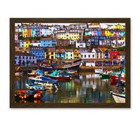 Photo Cityscape Brixham Devon England Harbour Boats UK Artwork Framed Wall Art Print A4 Artery8 Brown One Size