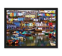 Artery8 Photo Cityscape Brixham Devon England Harbour Boats UK Artwork Framed Wall Art Print A4