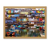 Artery8 Photo Cityscape Brixham Devon England Harbour Boats UK Artwork Framed Wall Art Print A4