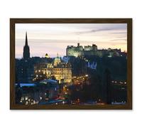 Photo Cityscape Landmark Edinburgh Castle Sunset Scotland Artwork Framed Wall Art Print A4 Artery8 Brown One Size