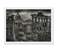 Artery8 Photo Cityscape Rome Italy Roman Forum Ruin Artwork Framed Wall Art Print A4 in White Artery8 White
