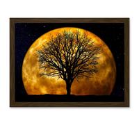 Artery8 Photo Composition Nature Silhouette Moon Star Tree Artwork Framed Wall Art Print A4