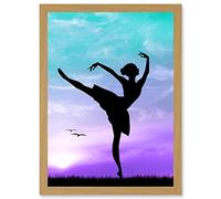 Artery8 Photo Mock Up Silhouette Sunset Ballet Dancer A4 Artwork Framed Wall Art Print