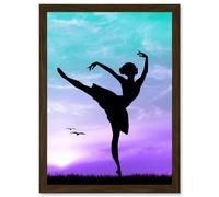 Artery8 Photo Mock Up Silhouette Sunset Ballet Dancer A4 Artwork Framed Wall Art Print