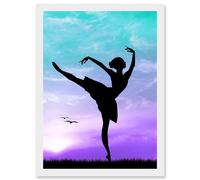 Artery8 Photo Mock Up Silhouette Sunset Ballet Dancer A4 Artwork Framed Wall Art Print
