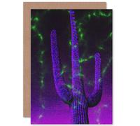 Artery8 Photo Painting Dark Gothic Cactus Aurora Graphic Greetings Card in Purple Artery8 Purple