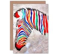 Artery8 Photo Painting Graffiti Psychedelic Zebra Head Greetings Card Artery8 Multicolor
