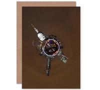 Artery8 Photo Painting Little Planet World London St Pauls Mini Greetings Card in Brown Artery8 Brown