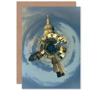 Artery8 Photo Painting Small World Skyline London England Greetings Card in Blue Artery8 Blue