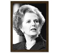 Photo Portrait Margaret Thatcher Prime Minister Britain UK Artwork Framed Wall Art Print A4 Artery8 Brown One Size