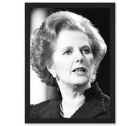 Photo Portrait Margaret Thatcher Prime Minister Britain UK Artwork Framed Wall Art Print A4 Artery8 Black One Size