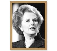 Photo Portrait Margaret Thatcher Prime Minister Britain UK Artwork Framed Wall Art Print A4 Artery8 Light Oak One Size