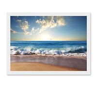 Artery8 Photo Seascape Beach Sand Ocean Surf Waves A4 Artwork Framed Wall Art Print
