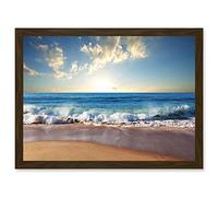 Artery8 Photo Seascape Beach Sand Ocean Surf Waves A4 Artwork Framed Wall Art Print