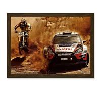 Photograph Sport Motocross Bike Rally Car Dirt Race A4 Artwork Framed Wall Art Print Artery8 Brown One Size