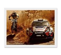 Artery8 Photograph Sport Motocross Bike Rally Car Dirt Race A4 Artwork Framed Wall Art Print in White Artery8 White