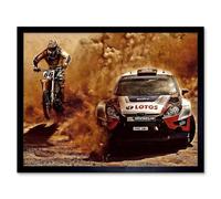 Artery8 Photograph Sport Motocross Bike Rally Car Dirt Race Framed Art Print in Brown | Size: W12" x H16" Artery8 Brown W12" x H16"