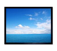 Artery8 Photography Seascape Ocean Sea Blue Sky Clouds Serene Framed Art Print | Size: W12" x H16" Artery8 Blue W12" x H16"