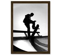 Artery8 Photography Sport Skateboarding Skater Silhouette A4 Artwork Framed Wall Art Print