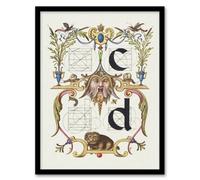 Artery8 Pictoral Letter Guide C And D Calligraphy Framed Wall Art Print 12X16"