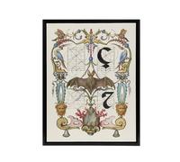 Artery8 Pictoral Letter Guide with Bat Calligraphy Framed Canvas Wall Art in White | Size: W24" x H32" Artery8 White W24" x H32"