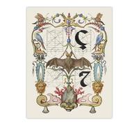 Artery8 Pictoral Letter Guide with Bat Calligraphy Wall Art Poster Print in White | Size: W24" x H32" Artery8 White W24" x H32"