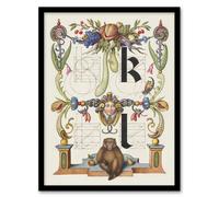 Artery8 Pictorial Letter Guide K & l Calligraphy Framed Wall Art Print in White | Size: A4 Artery8 White A4